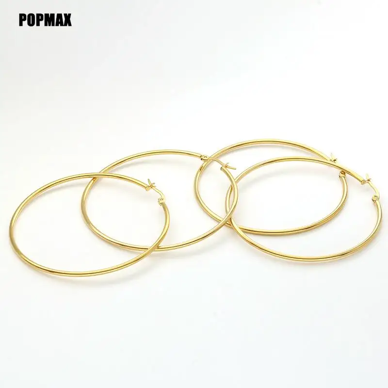 1Pair Stainless Steel Simple Classic Round Circle Hoop Earrings For Women Men Punk Smooth Big or Small Huggie Earring Pendientes