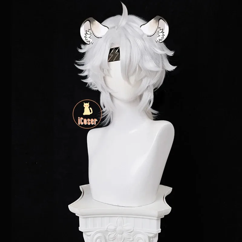 

25COSWuthering Waves Lingyang Косплей Парик Белый Светло-Желтый Длинные Волосы Уши Лев Даньс Трупа Левочё Резонатор Хэллоуин для Женщин