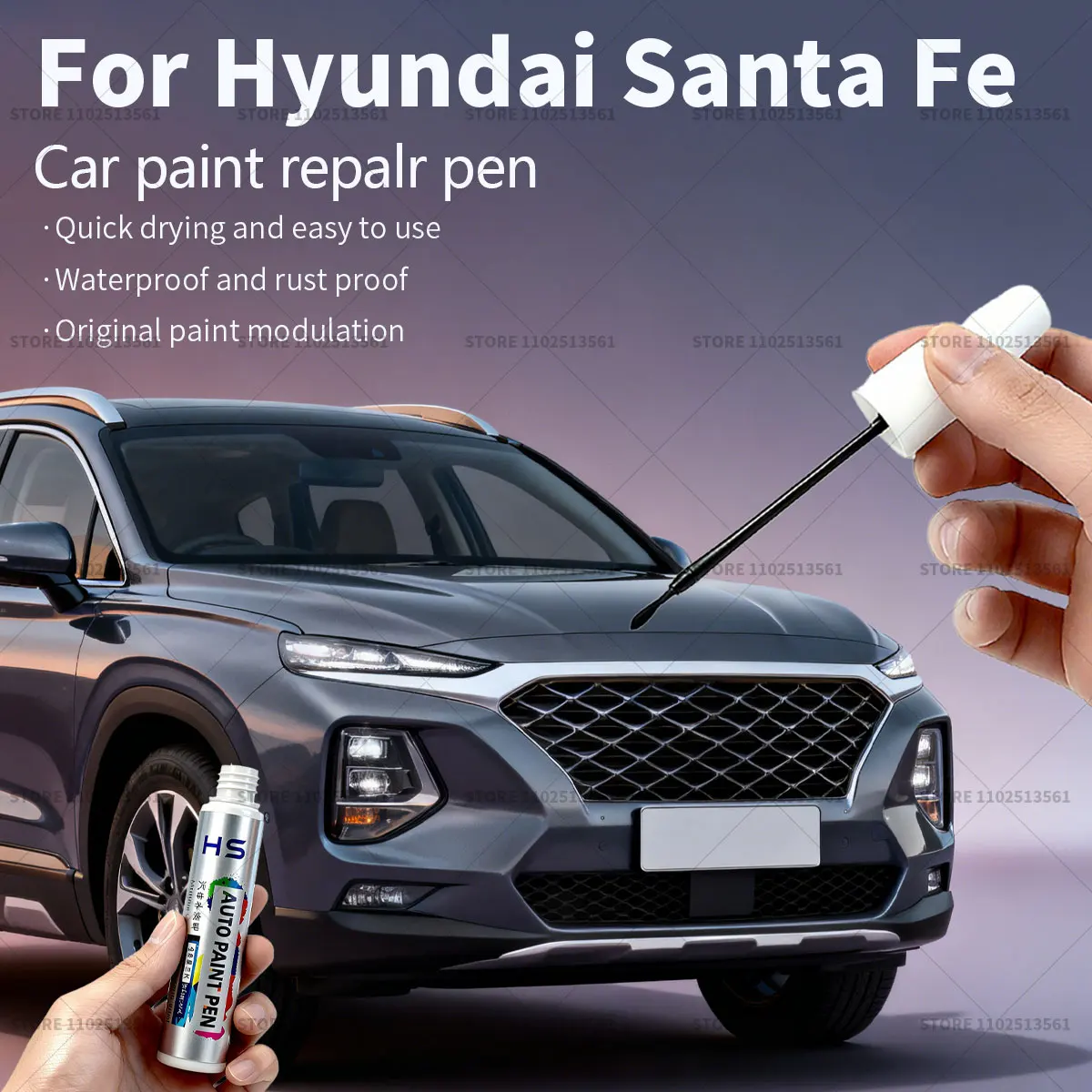 

Car Paint Repair Pen Touch Up Scratch Remover DIY Auto Accessories For Hyundai Santa Fe White P6W Blue N4B Blue Black BN Red