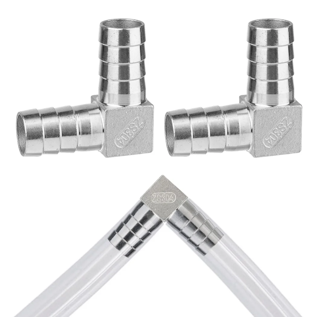 1’’ Hose Barb 2Pcs Stainless Steel Hose Barb Fittings 90 Degree Elbows Change The Tubing’S Flow Right Angle L Connector Crimp