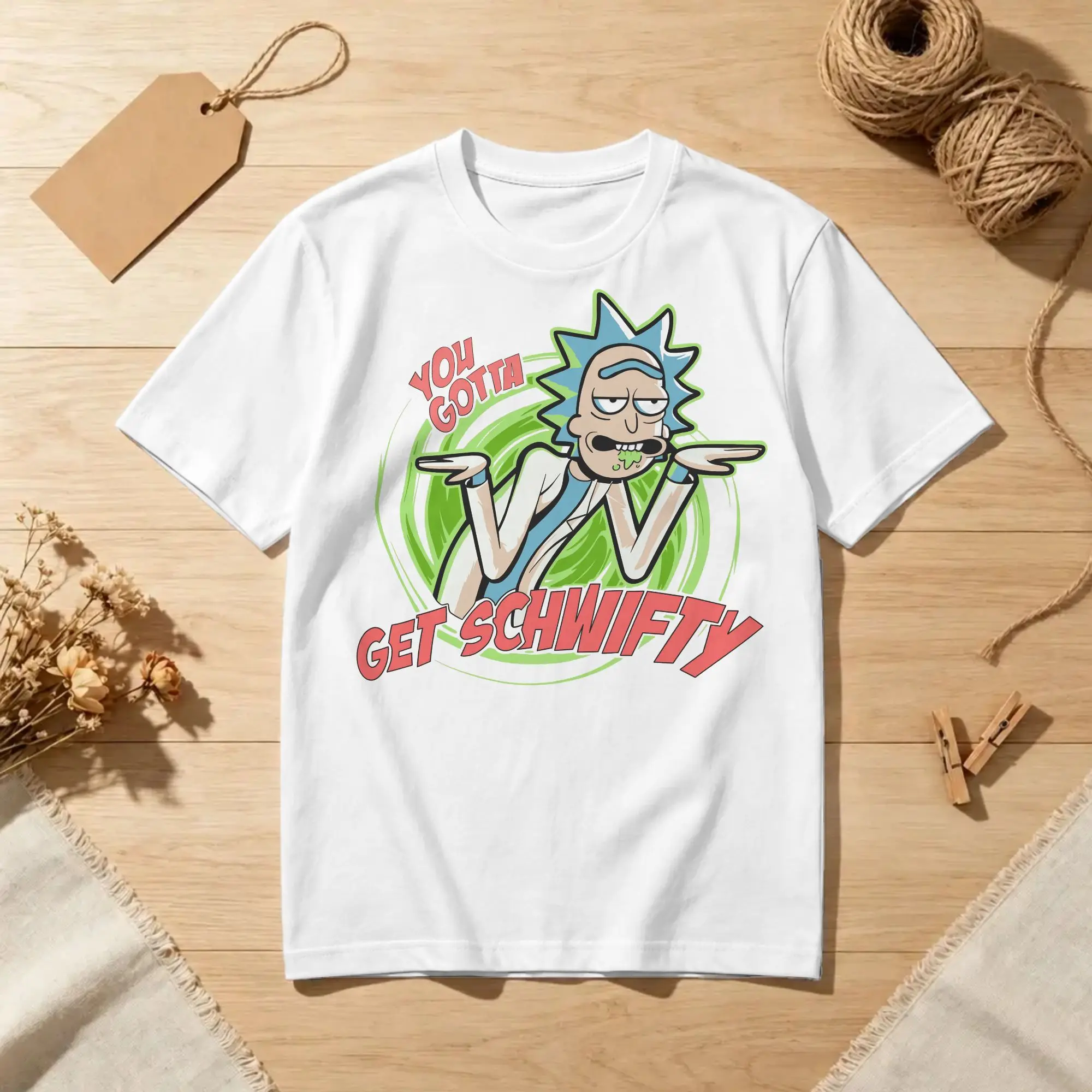 R-Rick and M-Morty T Shirts Cotton Unique T-Shirt Crew Neck YOU GOTTA GET SCHWIFTY Tee Shirt Short Sleeve Clothes Gift Idea