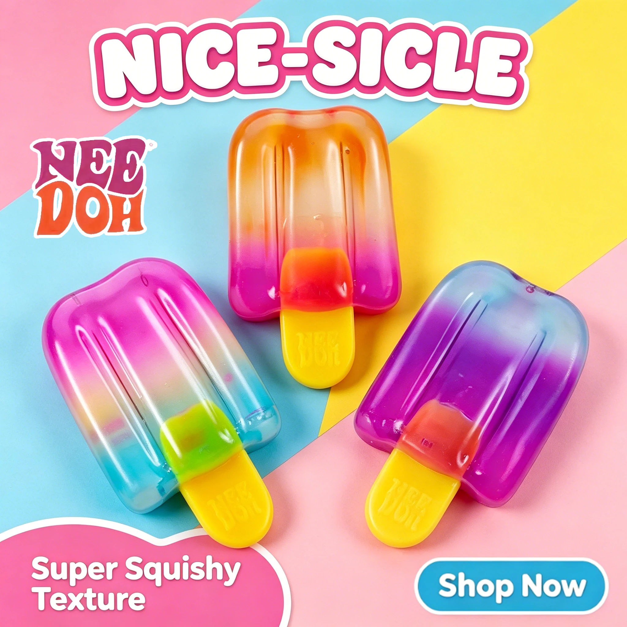 NUEVO y popular Schylling Needoh Nice Cube Sensorial Nice-Sicle Cubo Antiestrés y Anti-ansiedad para la Concentración y Alivio del TDAH