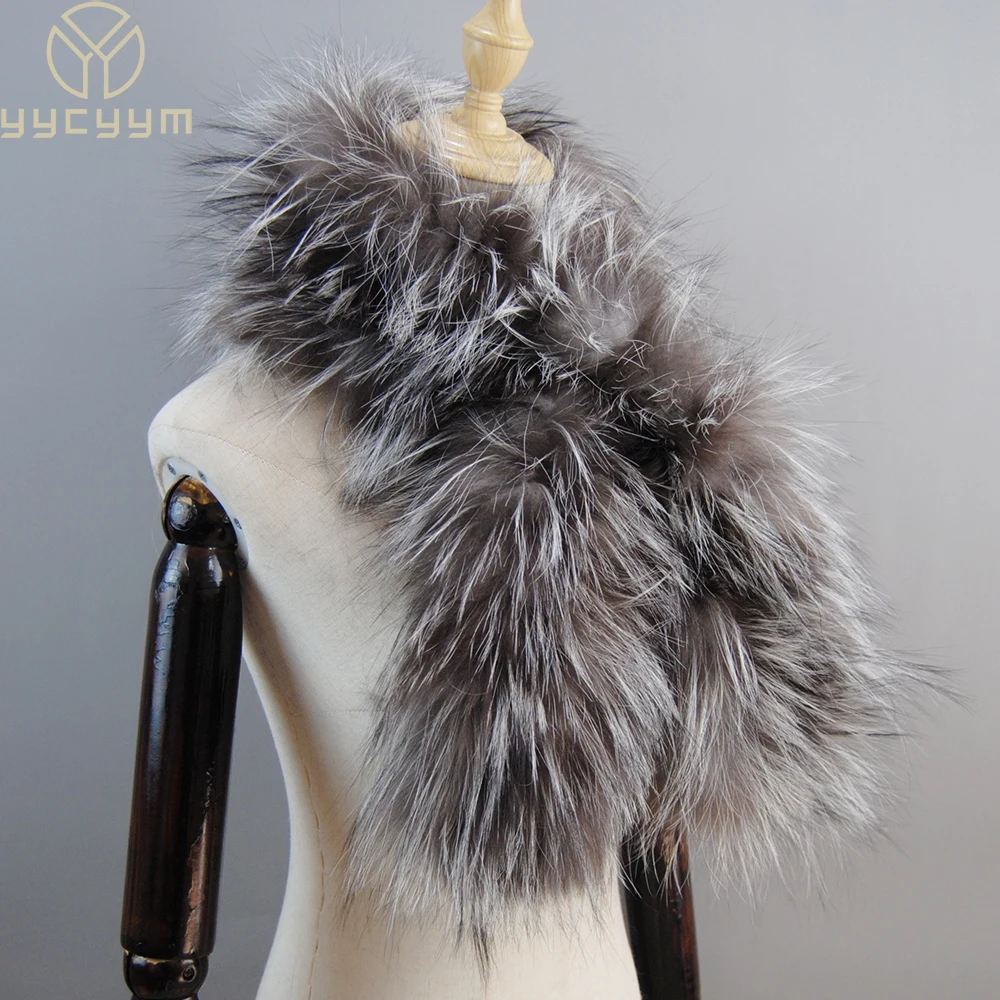 Hot Sale Lady Knitting Natural Fluffy Fox Fur Scarfs Winter Warm Luxury Necessary Scarfs Fashion Luxury Genuine Fox Fur Scarves