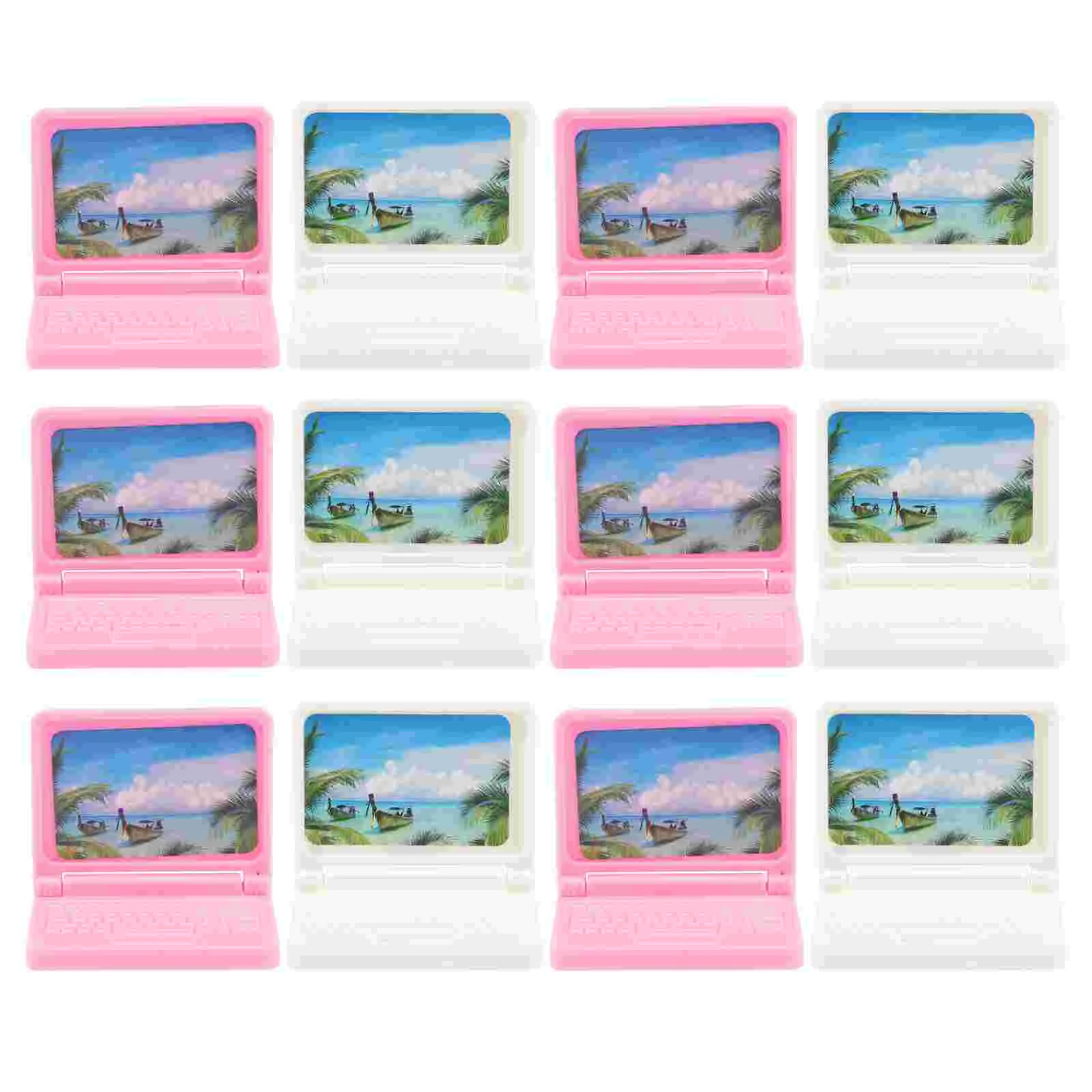 

12 Pcs Notebooks Dollhouse Computer Plastic Miniature Model Laptop Toy Micro Scene