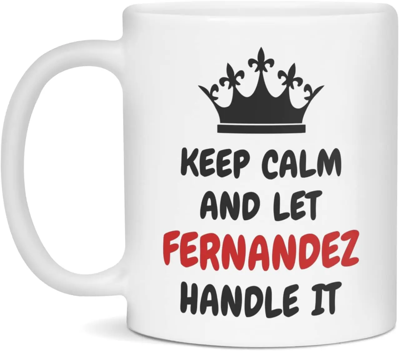 

Fernandez Keep Calm Custom Name Mug, 11-Ounce White