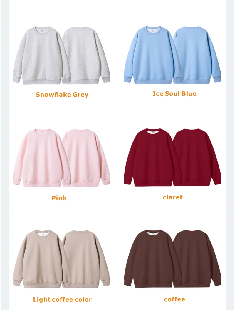 100% Cotton For Warmth Customized Letter Picture Logo Loose Solid Color Fit Round Neck Men Women Fashionable Couple Sweatshirt