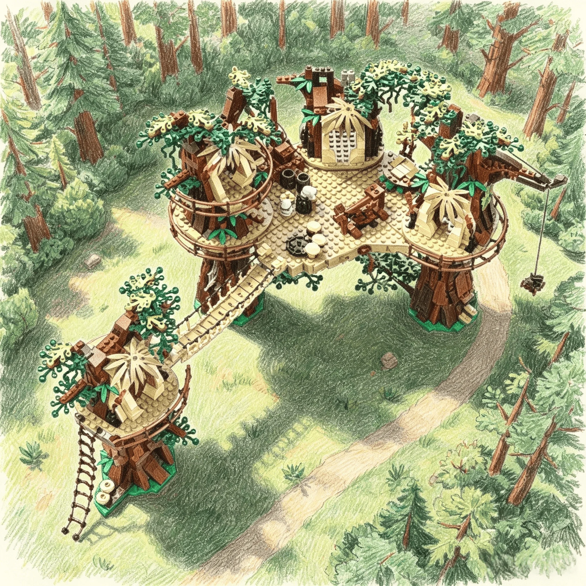 EN STOCK 1990PCS Juego de Bloques de Construcción Aventura en la Aldea de la Tribu del Bosque, Ladrillos de Juguete, Regalos de Cumpleaños y Navidad para Adultos