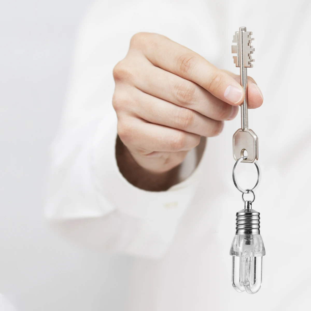 

10pcs Portable Keyring Key Ring Light Lamp Keychain Light Bulb Design Key Ring For Home Outdoor Emergency Gift U Type