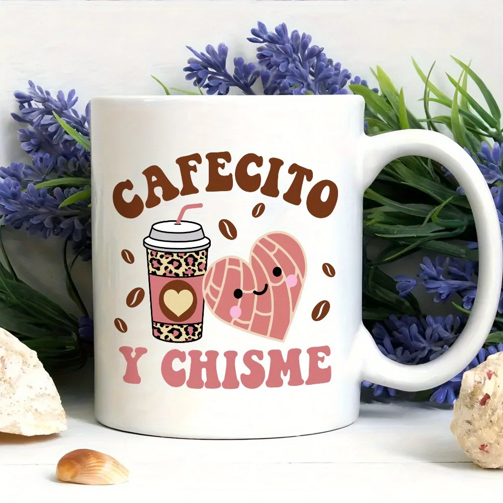 

Cafecito y Chisme Ceramic Mug - Cute Coffee and Gossip Design, Perfect Gift for Coffee Lovers, Unique Novelty Present