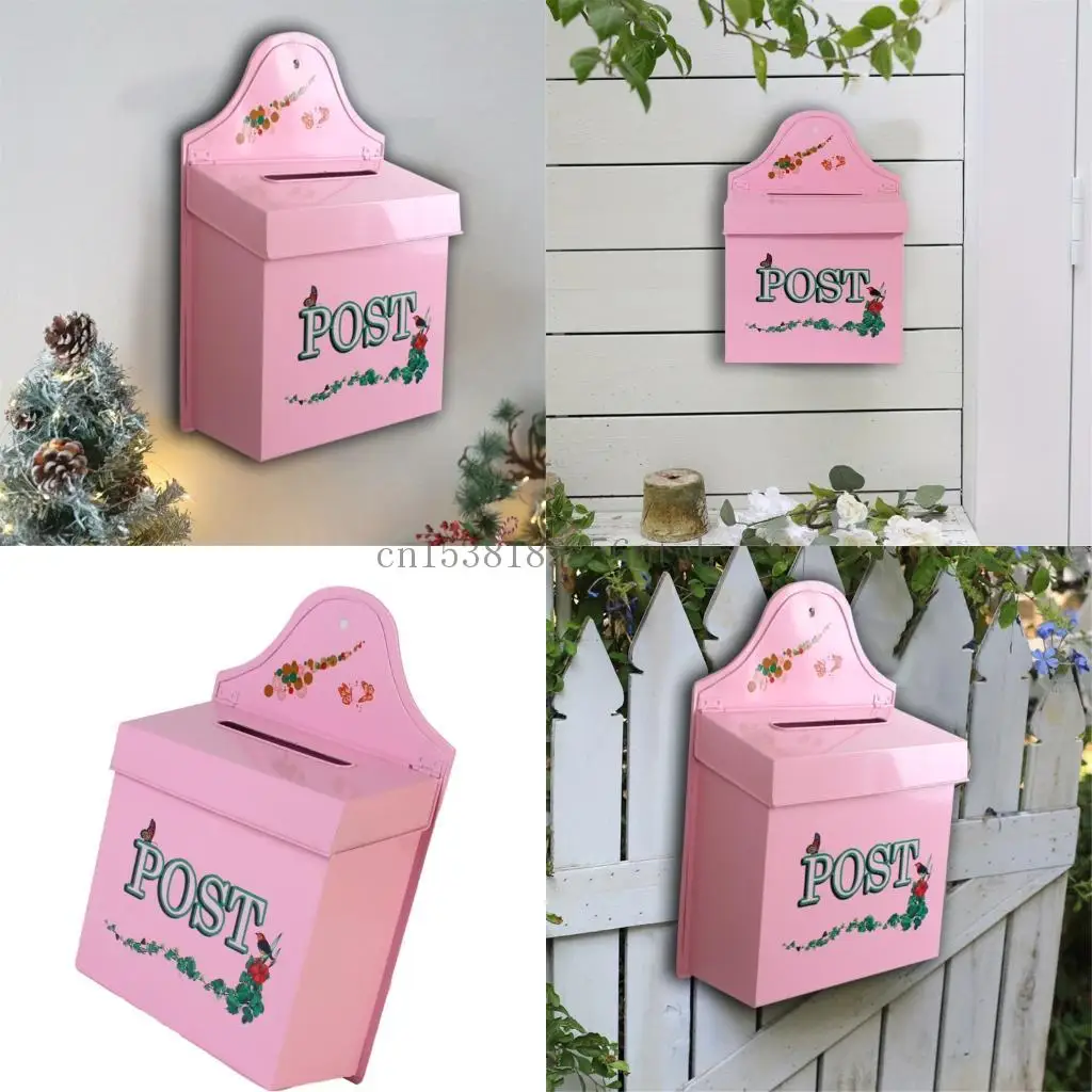 

Spacious Vintage Wall Mounted Metal Mailbox For Porch Outdoor Decoration Rust Resistant Iron Letter Box With Secure Lock B03D