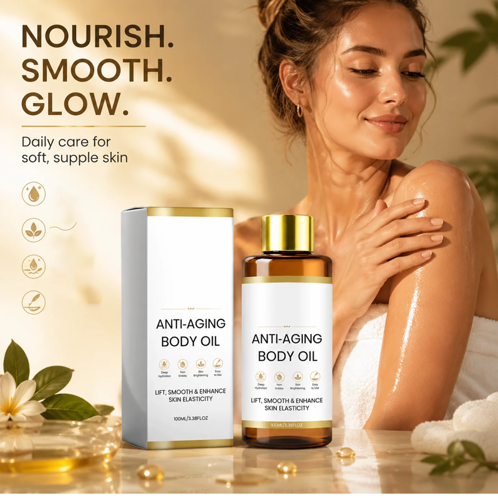 Body Oil Centella asiatica Moisturizing Hydrating Skin Care Non Greasy Body Lotion Oil 100ml Nourishing Body Daily After Shower