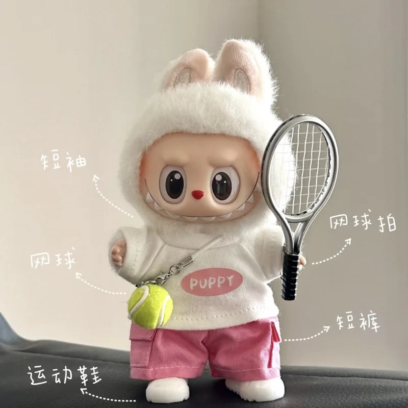 

La Buwa clothes POPMART sports tennis suit 123 generation pendant pink white T-shirt only contains clothing accessories