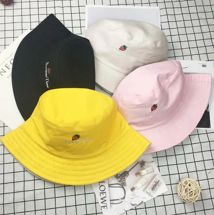 قبعة دلو الفراولة قبعة القطن الصيد Boonie حافة قناع الشمس الصيف التخييم #3