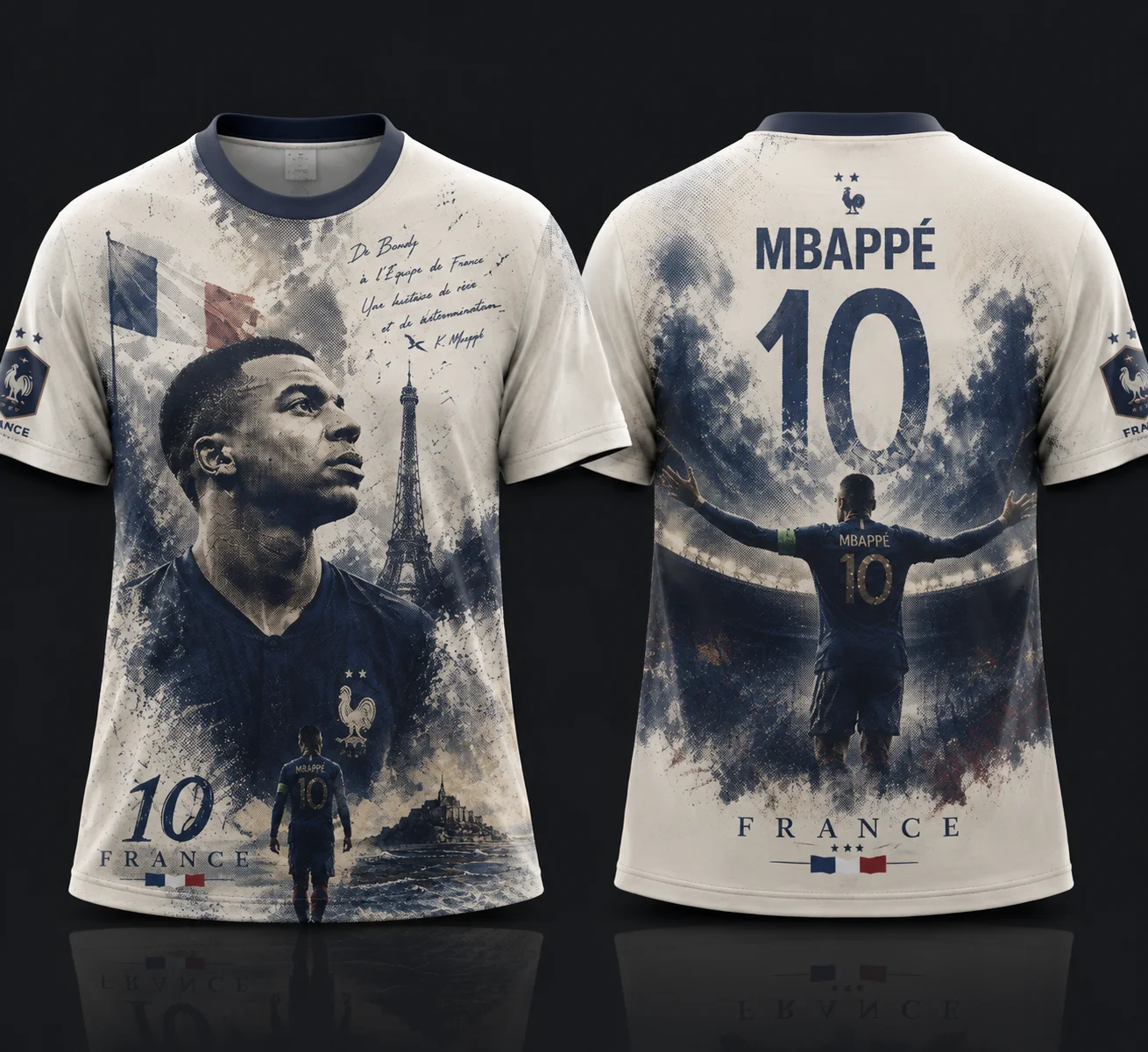 France Football Theme Vintage Print Short Sleeve Jersey, National Flag Arch Graphic Quick Dry Unisex Fan Football Sports T-Shirt