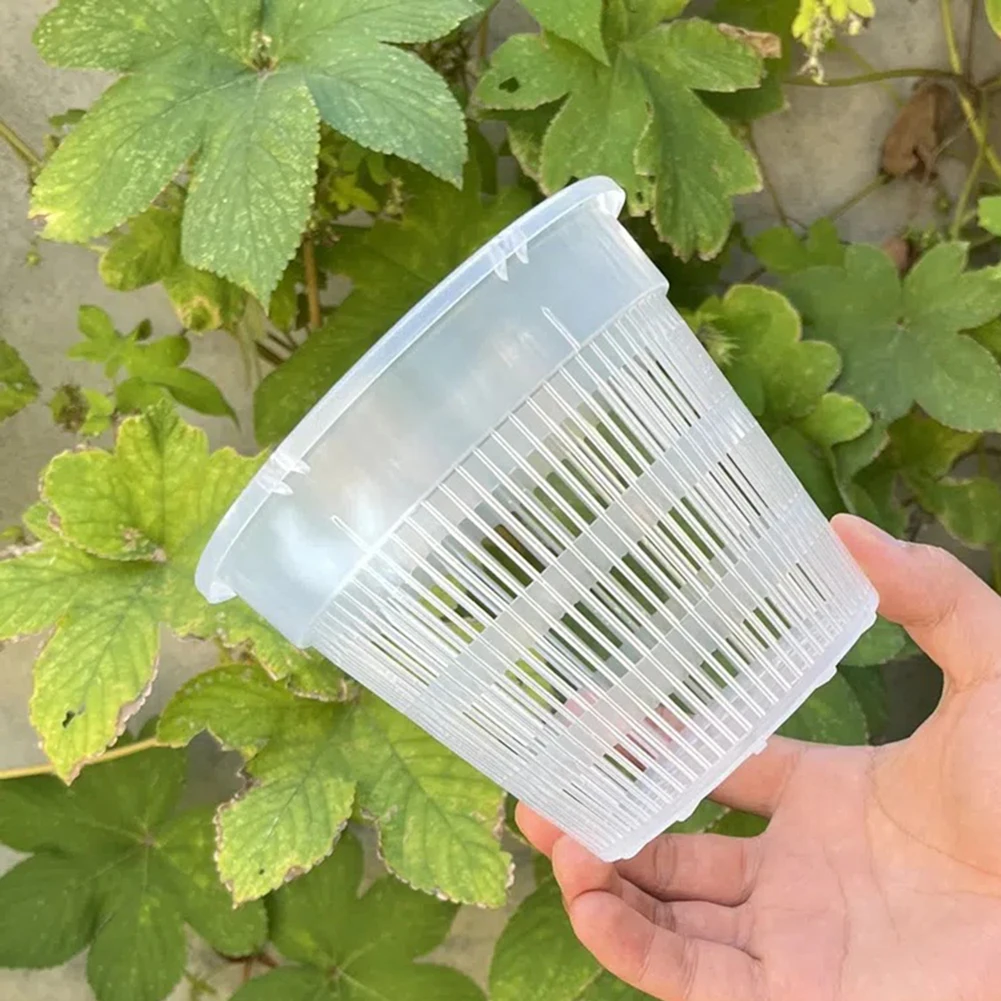5er-Set Orchideentöpfe mit Untertassen, transparente Kunststoff-Netztöpfe mit Löchern für die Wurzelkontrolle, ideal zum Umtopfen von Orchideen – Detail 7
