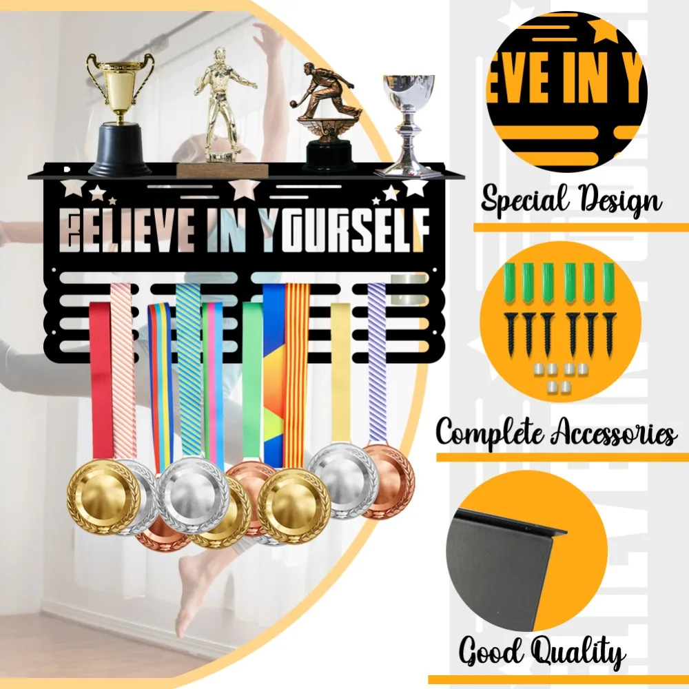 1Set Medal Shelf Hanger Trophy Shelf Sports Medal Holder Hanging Awards Shelf Medal Hooks