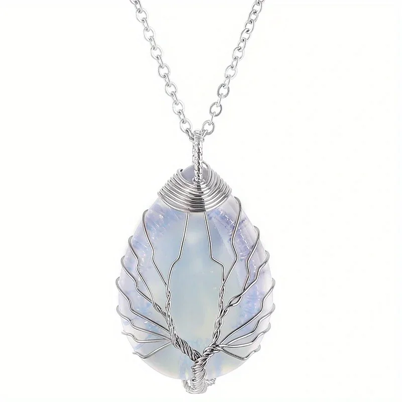 Baum des Lebens 7-Chakra-Halskette mit natürlichem Edelstein, Kristall-Energie-Heilung, handgefertigte Anhänger-Halskette, Yoga-Schmuck, Vintage für Frauen – Detail 24