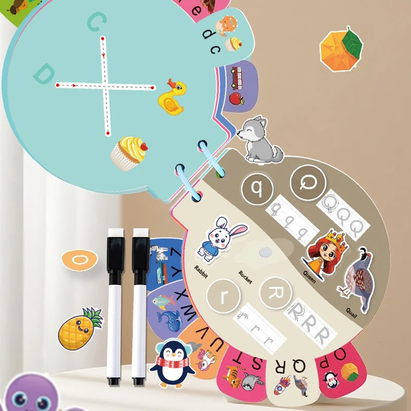 كتاب معجون الحروف، كتاب هادئ لتنوير الحروف الإنجليزية، كتاب فيلكرو ممزق يمكنه كتاب الأنشطة المعرفية بشكل متكرر #5