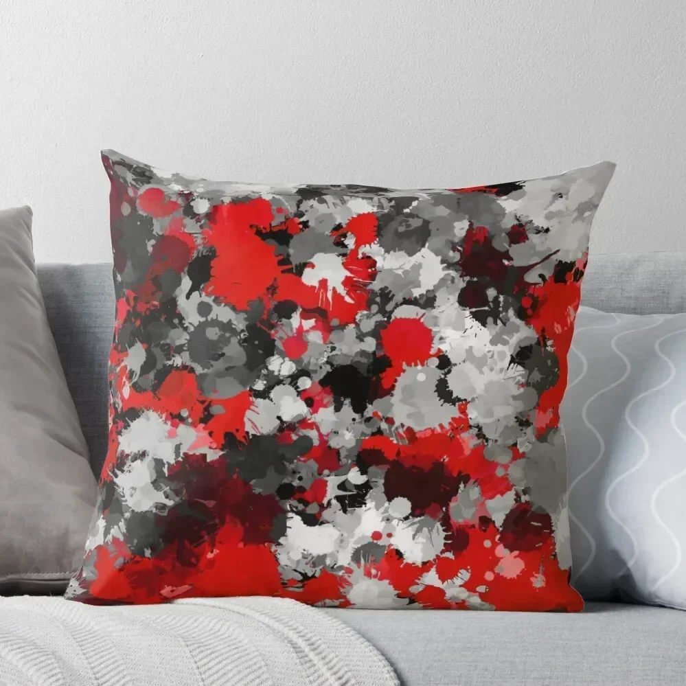 Red and Grey Paint Splatter Throw Pillow anime girl pillow pillowcase luxury decor pillow