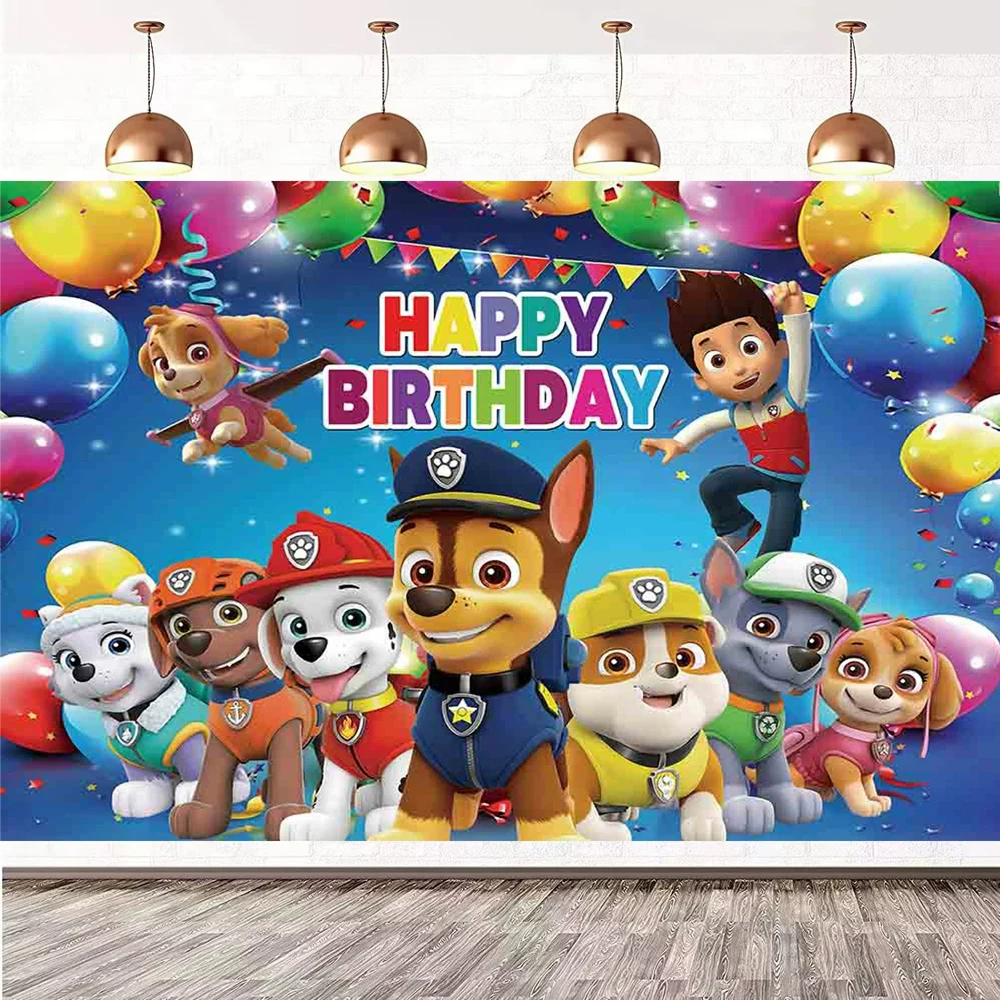 Paw Patrol Backdrop Decoration Kids Girs Boy Party Photography Background Puppy Event Birthday Banner Poster Photo Studio Props