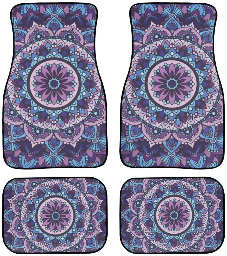 

Tupalatus Universal Car Front Rear Floor Foot Mats Anti-Slip Mandala Lotus Car Mat Full Set of 4 Pieces Carpet Heavy Duty All We