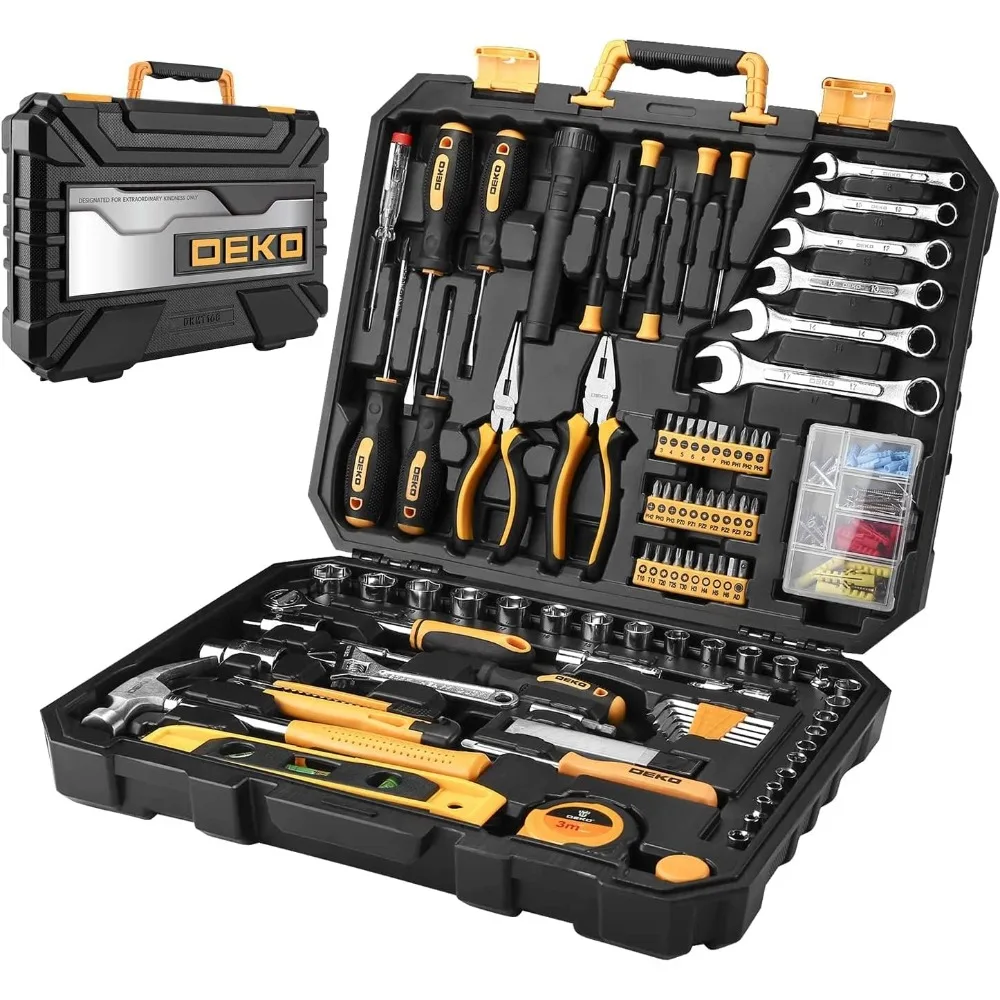 

208 Piece Tool Set,General Household Hand Tool Kit, Auto Repair Tool Box with Plastic Toolbox Storage Case