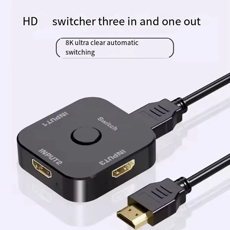 -Compatible Switch Video Selector Adapter All-In-1 8K -Compatible 2.1 Switch Switch 3X1 8K@60Hz