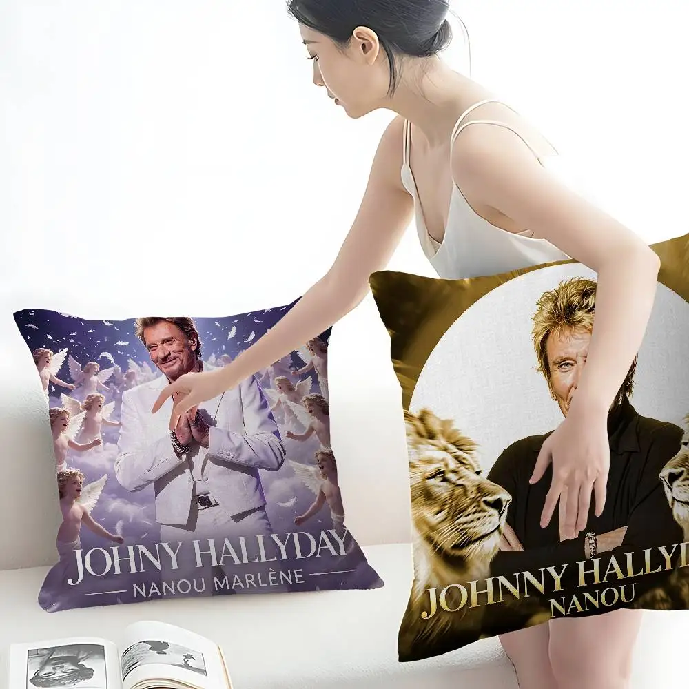 J-Johnny H-Hallyday Pillow Gift Home Office Decoration Bedroom Sofa Car Cushion Cover case 45x45