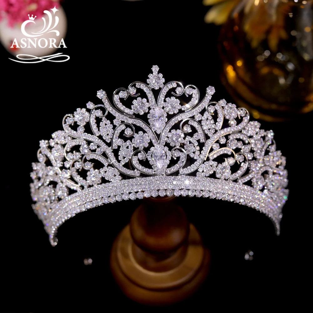 

ASNORA Luxury CZ Bride Tiaras Cubic Zirconia Crown For Women Wedding Hair Accessories Crystal Headdress Jewelry A1555