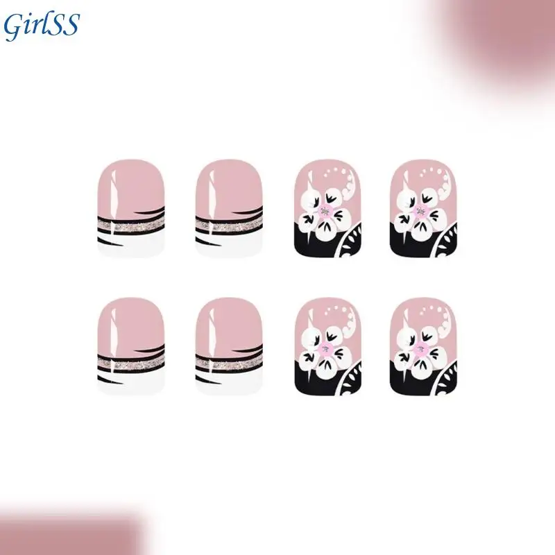 Presse carrée sur ongles fleur faux ongles colles sur ongles paillettes acrylique faux ongles T4MB