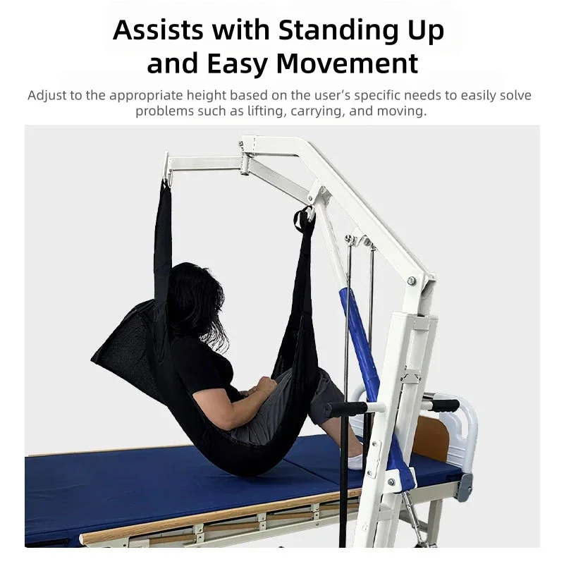 Manual Hydraulic Patient Lift, Bedridden People Transfer Hoist, Elderly Mobility Aid with Sling