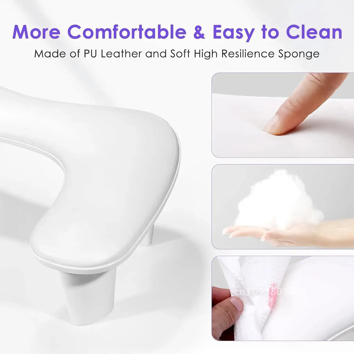 U-shaped Manicure Nail Arm Pillow Stand Big White Armrest PU Rest Leather Acrylic Nail for Cushion Microfiber Rest Hand