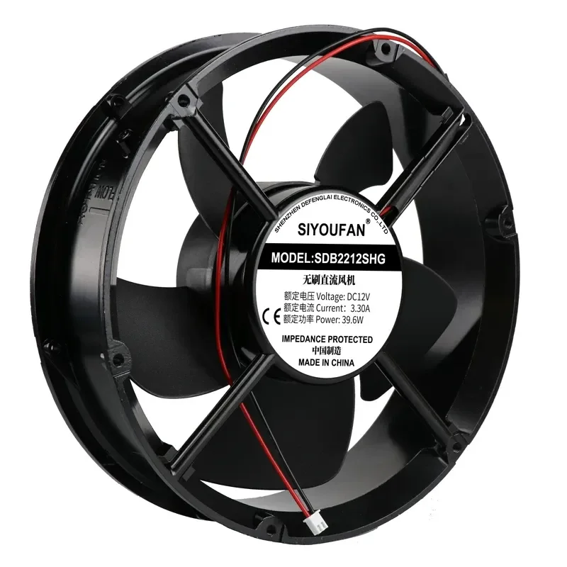 For SIYOUFAN 22060 12V 24V DC 22cm Round Large Air Volume Cabinet Fan Cooling Fan