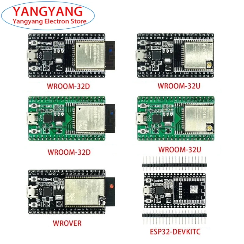 الأخضر الأسود WROVER ESP-WROOM-32D ESP-WROOM-32U ESP32-DevKitC مجلس التنمية وحدة MCU-32 ESP8266 WIFI بلوتوث قام المحفل عقدة جديد