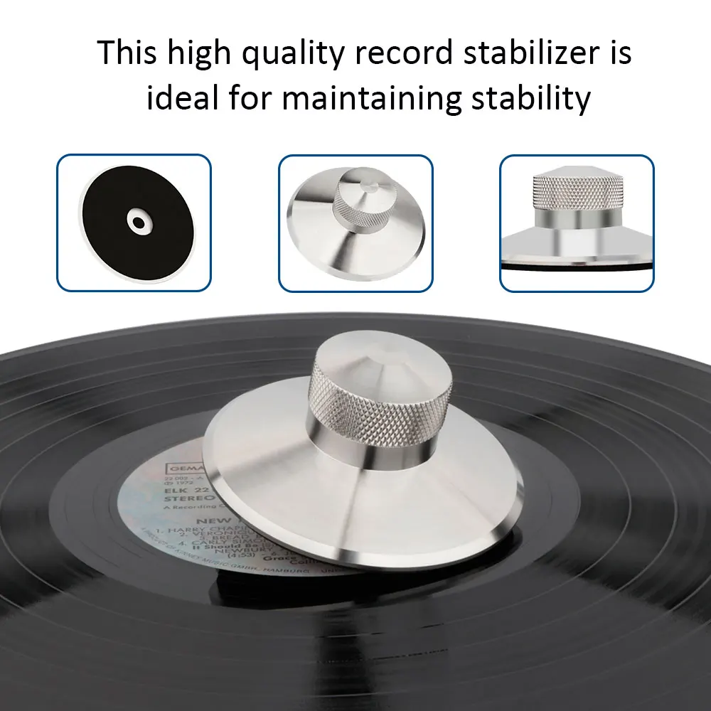 Preffair Stainless Steel 380g Record Weight LP Disc Stabilizer Turntable Clamp HiFi LP Record DISC Stabilizer Stroboscope Gradie