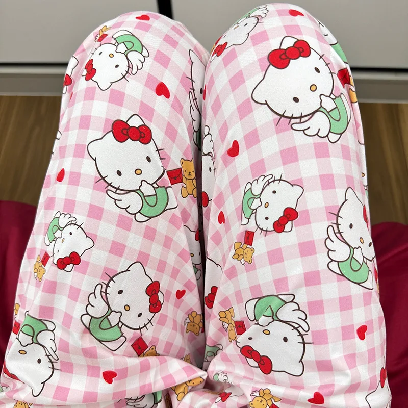 Hello Kitty Pajama Pants Kawaii Sanrio Anime Girls Pants Cute Cartoon Home Pants Autumn Single Casual Walking Pants Gift for Kid