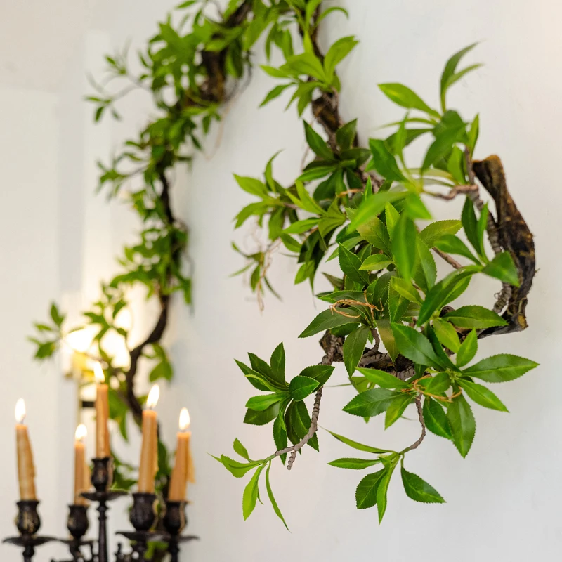 

Artificial Green Plant Vine Bonsai Branches Wall Decor Hanging Fake Flower Vine Home Living Room Wall Art Decoration