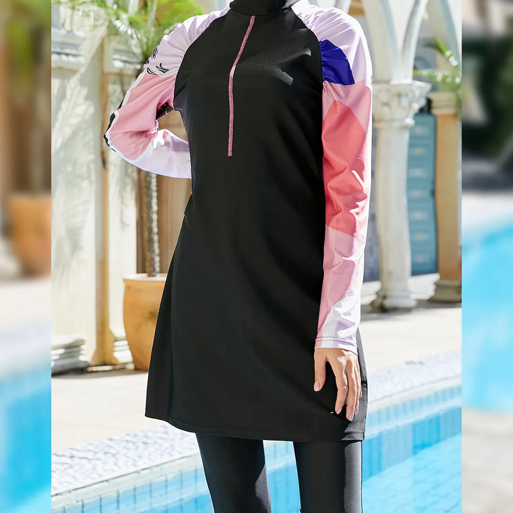 

Muslim Swimwear Islamic Full Cover Modest Summer Beach Swim Wear Arab Women Beachwear Burkini Swimsuit Islamic Bathing Suit 3PCS