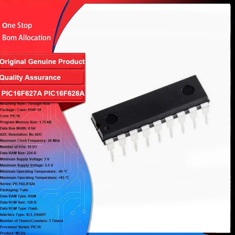 PIC16F627A PIC16F628A 10pcs PIC16F627A-I/P PIC16F628A-I/P 8 Bit Microcontroller MCU Integrated Circuit IC Chip for Pc board DIY