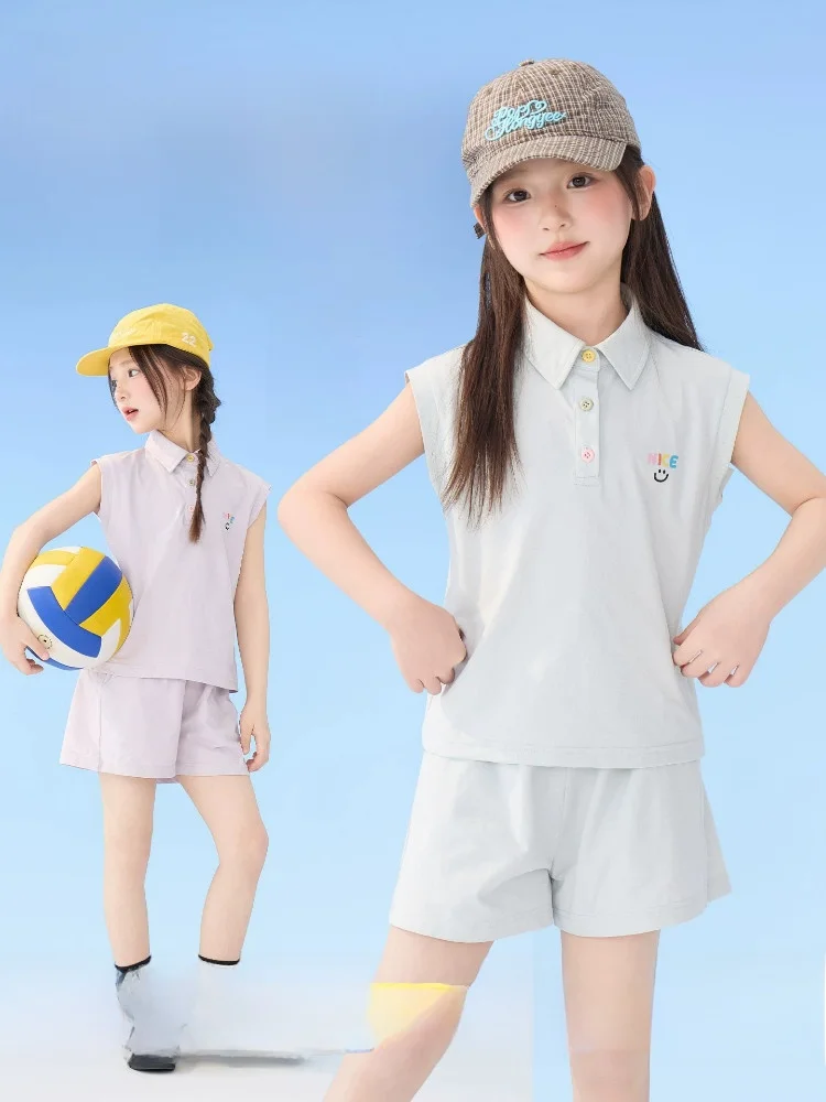 yojia-girls-sports-outfit-summer-2026-new-cool-quick-dry-two-piece-set-outdoor-children's-summer-clothes-korean-style