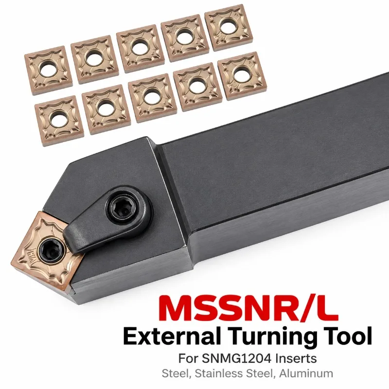 1pc MSSNR1616H12/MSSNR2020K12/MSSNR2525M12/MSSNR3232P12 External Turning Tool Holder for SNMG12 Carbide Inserts CNC Lathe