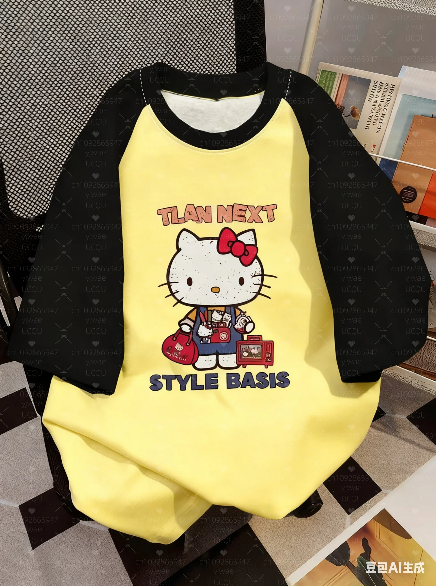 2025 حار بيع المرأة مرحبا كيتي طباعة خفيفة الوزن تنفس الخامس الرقبة قصيرة الأكمام تي شيرت المرأة تي شيرت المرأة جيرسي تي شيرت #4