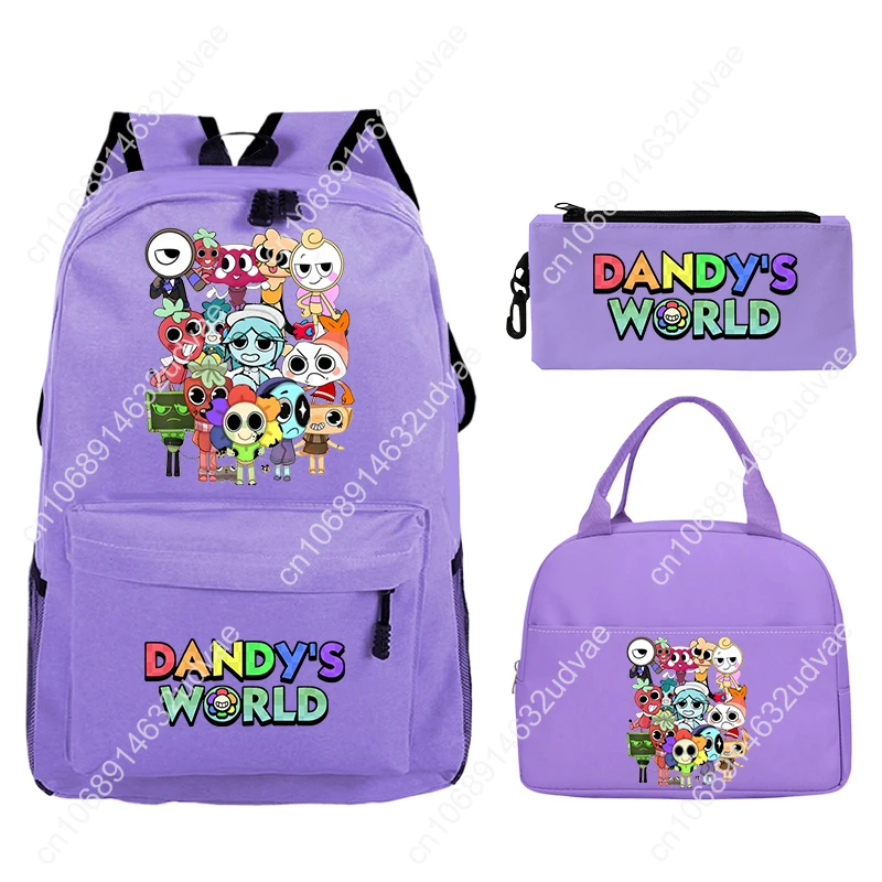 Dandy's World Print Backpack With Lunch Bag Pencil Case Cartoon School Bags for Boys Girls School Bags Set Best Gifts 3Pcs Set