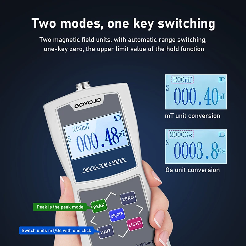 0-2400mT Handheld Digital Tesla Meter Gaussmeter Surface Magnetic Field Tester with Probe