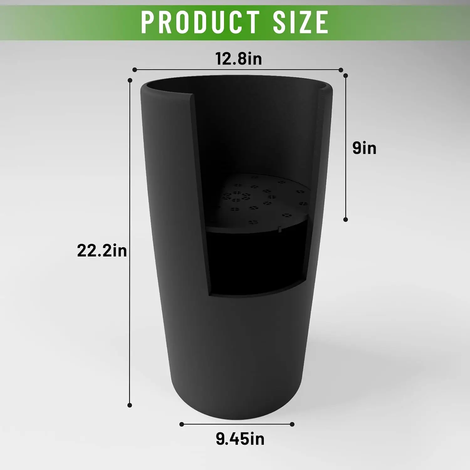 SnugNiture Set of 2 Round Tall Planters 22 Inch, Large Planter for Indoor Outdoor Plants, Modern Flower Pot Containers Large Decorative Tree Planter, Black