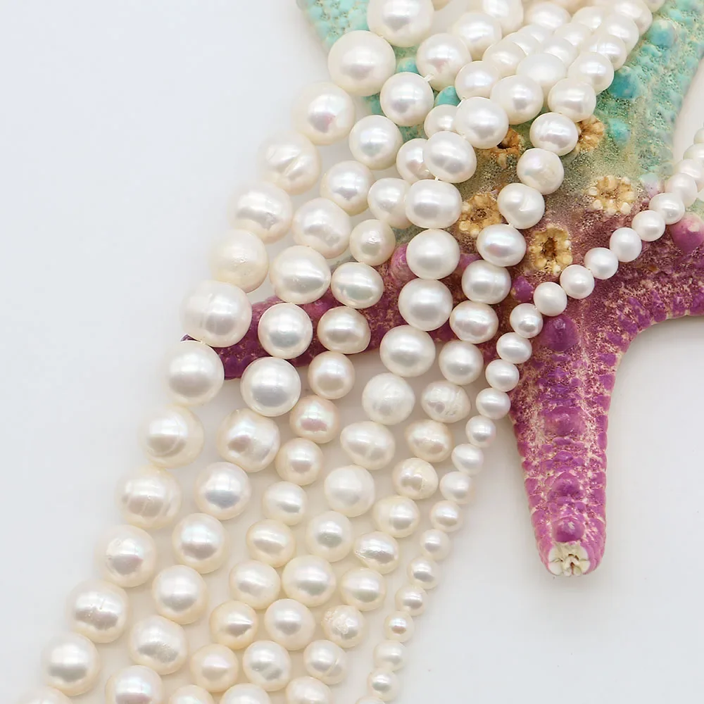 Multi-color Round Natural Freshwater Pearl No-thread Punch Loose Pearls For Handmade Women's Necklace Bracelet Jewelry Component