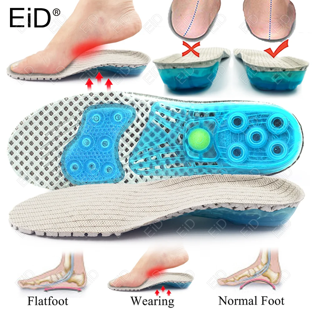 EVA Spring Sport Insoles for Shoes Sole silicone Shock Absorption Cushion Running arch support Insole for Feet Orthopedic Insole