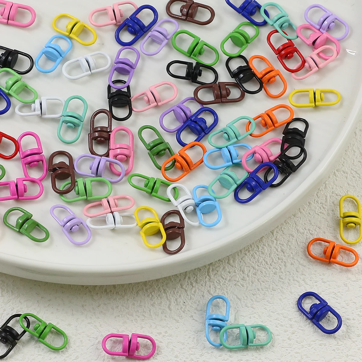 10/20PCS Colourful Painted Zinc Alloy DIY Swivel Clasp For Making Bracelet Necklace Keychain Pendant 19MM Jewelry Accessories