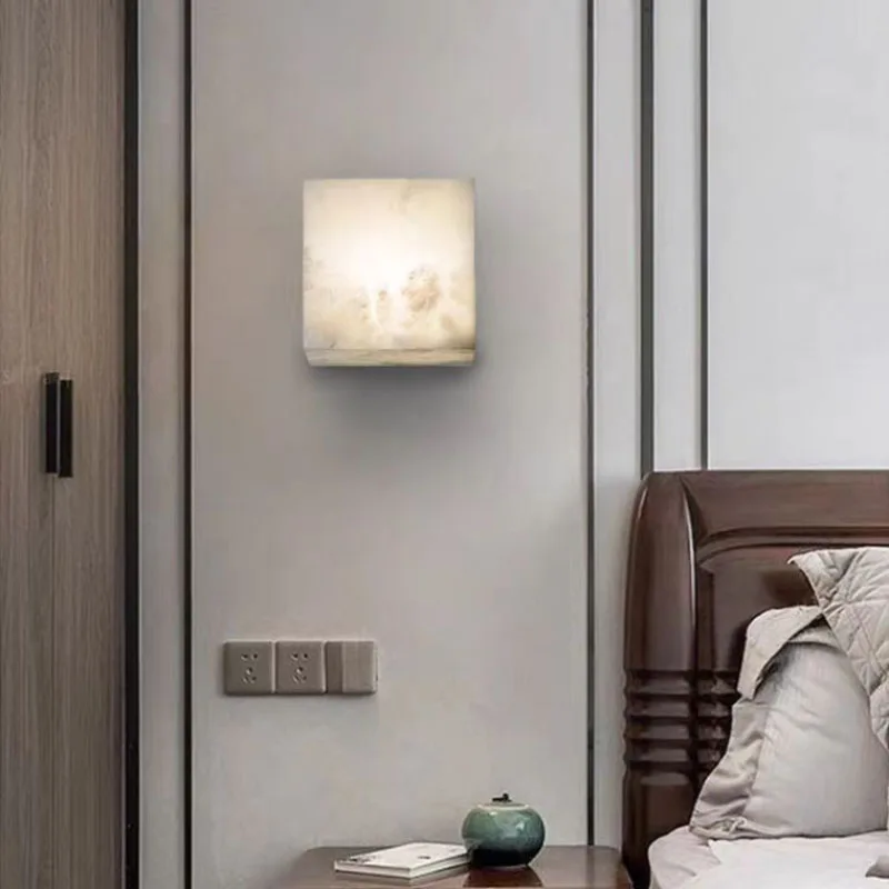 الحديثة الراقية مكعب الرخام الطبيعي وحدة إضاءة LED جداريّة ديكور الإضاءة المنزل لغرفة النوم فيلا غرفة الطعام غرفة المعيشة الشمعدان مصباح