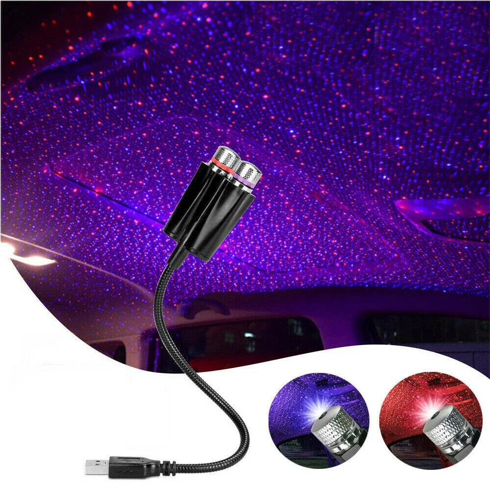 Hikity Car Roof Projection Light Interior Atmosphere Starry Sky Lamp Mini USB Light Star Night Light Car-styling 360-degree